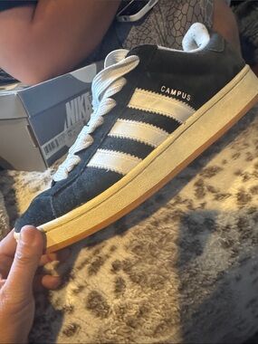 adidas Campus Suede Sneaker in Black and White
